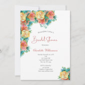 Invitation Jaune Pêche Rose Vert Fête des mariées Florale (Devant)