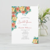 Invitation Jaune Pêche Rose Vert Fête des mariées Florale (Debout devant)