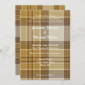 Invitation Jaune Plaid Stripes Chic Mariage (Devant / Derrière)