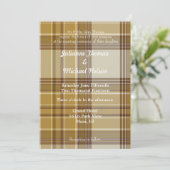 Invitation Jaune Plaid Stripes Chic Mariage (Debout devant)