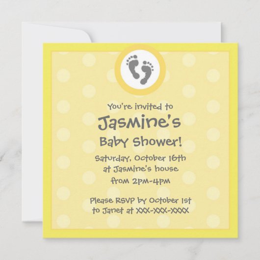 Invitation Jaune point neutre pour le genre invite à la douch (Devant)