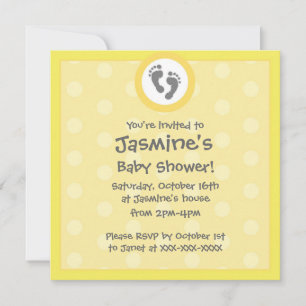 Invitation Jaune point neutre pour le genre invite à la douch