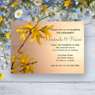 Invitation Jaune Printemps Forsythia Fleurs d'engagement
