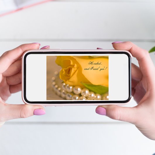 Invitation Jaune Rose blanche Perles d'engagement