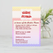 Invitation Jaune, Rose, Bleu & Blanc Pois Douche Coeur (Debout devant)