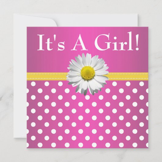 Invitation jaune rose de baby shower de marguerite (Devant)