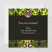INVITATION JAUNE ROSE LAVANDE NOIR DAMAS MONOGRAMME (Dos)