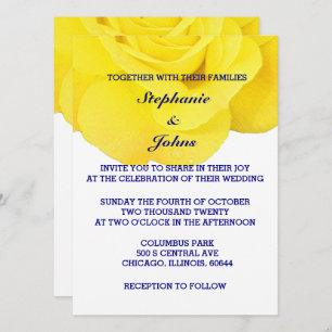 Invitation Jaune Rose Marine Bleu Blanc mignon Mariage tendan
