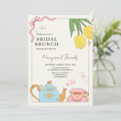 Invitation Jaune rose mignonne Mariée Brunch Douche Tea Party (Debout devant)