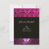 Invitation JAUNE ROSE VIOLET NOIR DAMAS MONOGRAMME fuchsia (Dos)