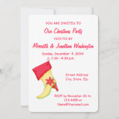 Invitation Jaune Rouge Poinsettia Se Stocker Noël Fête (Dos)