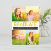 Invitation Jaune Ruban Graduate Photo Party (Debout devant)