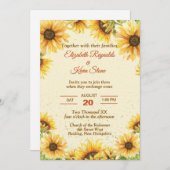 Invitation Jaune rustique et Mariage de tournesol Brown (Devant / Derrière)