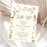 Invitation Jaune Rustique Fleurs sauvages Bonjour 40 40e Anni<br><div class="desc">Jaune Rustique Fleurs sauvages Bonjour 40 40e Anniversaire Invitation 40e anniversaire fleur sauvage jaune et violet invitation aussi avec une arche et un cap de calligraphie moderne.</div>