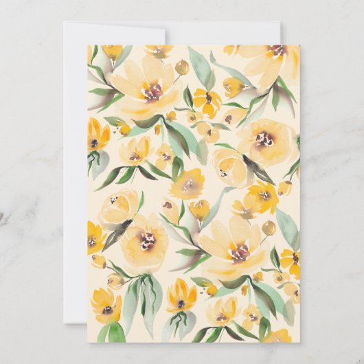 Invitation Jaune rustique Parche fleurie arc chic mariage (Dos)