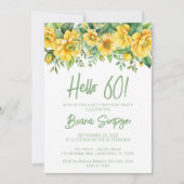 Invitation Jaune Sage Vert Floral 60e fête d'anniversaire (Devant)