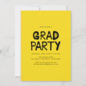 Invitation Jaune Spray Paint Photo Party Graduation (Dos)