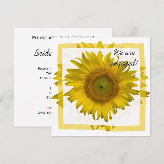 Invitation Jaune Sunflower (Devant / Derrière)