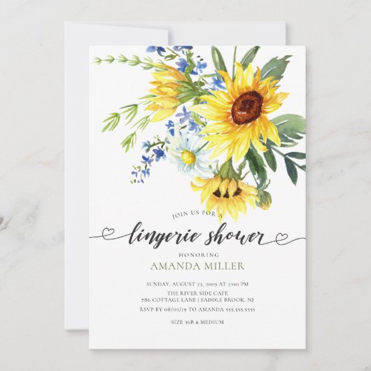 Invitation Jaune Sunflower Bridal Lingerie Douche (Devant)