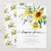 Invitation Jaune Sunflower Bridal Lingerie Douche (Devant / Derrière)