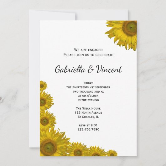 Invitation Jaune Sunflower Edge (Devant)