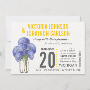 Invitation Jaune Sunny Elegance Photo Lavande Hydrangea