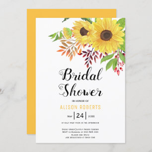 Invitation Jaune tournesol mariage douche nuptiale