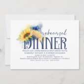 Invitation Jaune Tournesol Marine Bleu Dîner de répétition au (Devant)