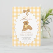 Invitation Jaune un an d'or chiot première fête d'anniversair (Debout devant)