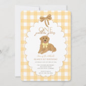 Invitation Jaune un an d'or chiot première fête d'anniversair (Devant)