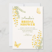 Invitation Jaune vert floral papillon douche de mariée (Devant)