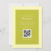 Invitation Jaune & Vert | Jardin Vibrant | Mariage Code QR (Dos)