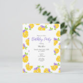 Invitation Jaune violet Aquarelle Pansy Motif (Debout devant)