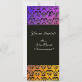Invitation JAUNE VIOLET BLEU NOIR DAMAS MONOGRAMME, blanc (Dos)