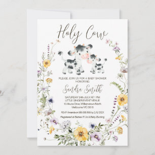 Invitation Jaune violet Fleur sauvage Saint-Vache Baby shower