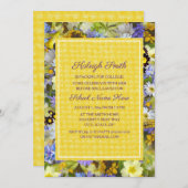 Invitation Jaune Violet Florale College Trunk Party (Devant / Derrière)