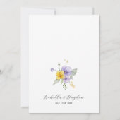 Invitation Jaune violet lavande Boho Rustique Mariage Floral (Dos)