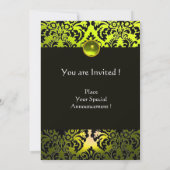 INVITATION JAUNE VIOLET NOIR DAMAS MONOGRAMME TOPAZE (Dos)