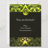 INVITATION JAUNE VIOLET NOIR DAMAS MONOGRAMME TOPAZE (Dos)