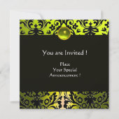 Invitation JAUNE VIOLET NOIR DAMAS MONOGRAMME TOPAZE Or (Dos)