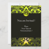 INVITATION JAUNE VIOLET NOIR DAMASQUE MONOGRAMME TOPAZE (Dos)