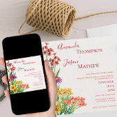 Invitation Jaune violet orange Joli Mariage Fleur sauvage