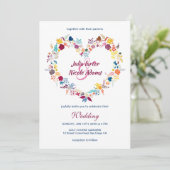 Invitation Jaune violet vert Fleurs de printemps Mariage de c (Debout devant)