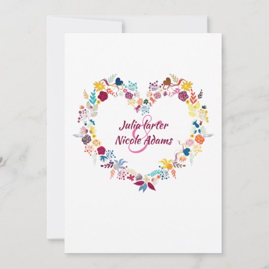 Invitation Jaune violet vert Fleurs de printemps Mariage de c (Dos)