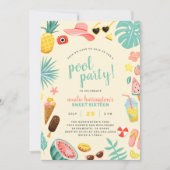 Invitation Jaune | Watermelon Pineappon Tropical Pool Party (Devant)