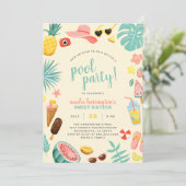 Invitation Jaune | Watermelon Pineappon Tropical Pool Party (Debout devant)