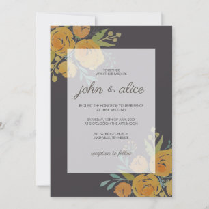 Invitation Jaunes et Mariage Rose