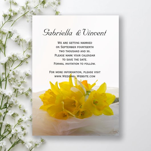 Invitation Jaunes jonquilles sur mariage blanc Enregistrer la