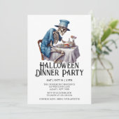 Invitation Jaunty Skeleton Dîner d'Halloween (Debout devant)