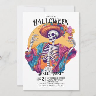 Invitation Jaunty Skeleton Flamboyant Dance Halloween Party